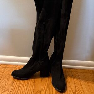 a.n.a Black Over-the-Knee Block Heel Boots